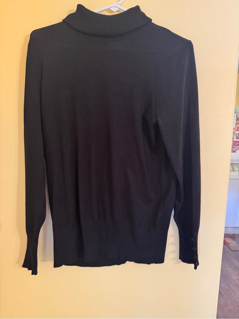 Women's Black Turtleneck Sweater - Lightweight Knit